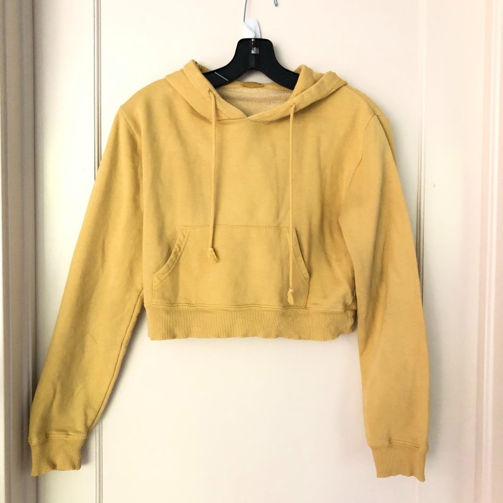 Brandy Melville Yellow Crop Hoodie Sweatshirt